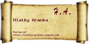 Hlatky Aranka névjegykártya